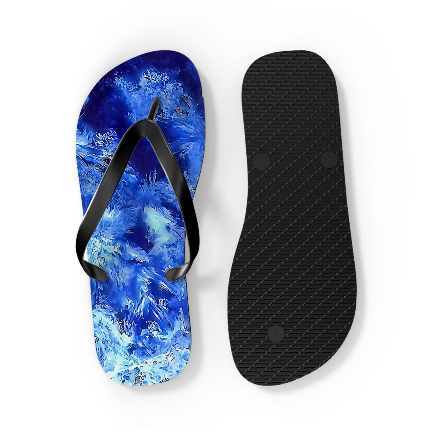 Vibrant Unisex Beachwear Flip Flops With Tie-dye Like Shattuckite Mineral Patterns