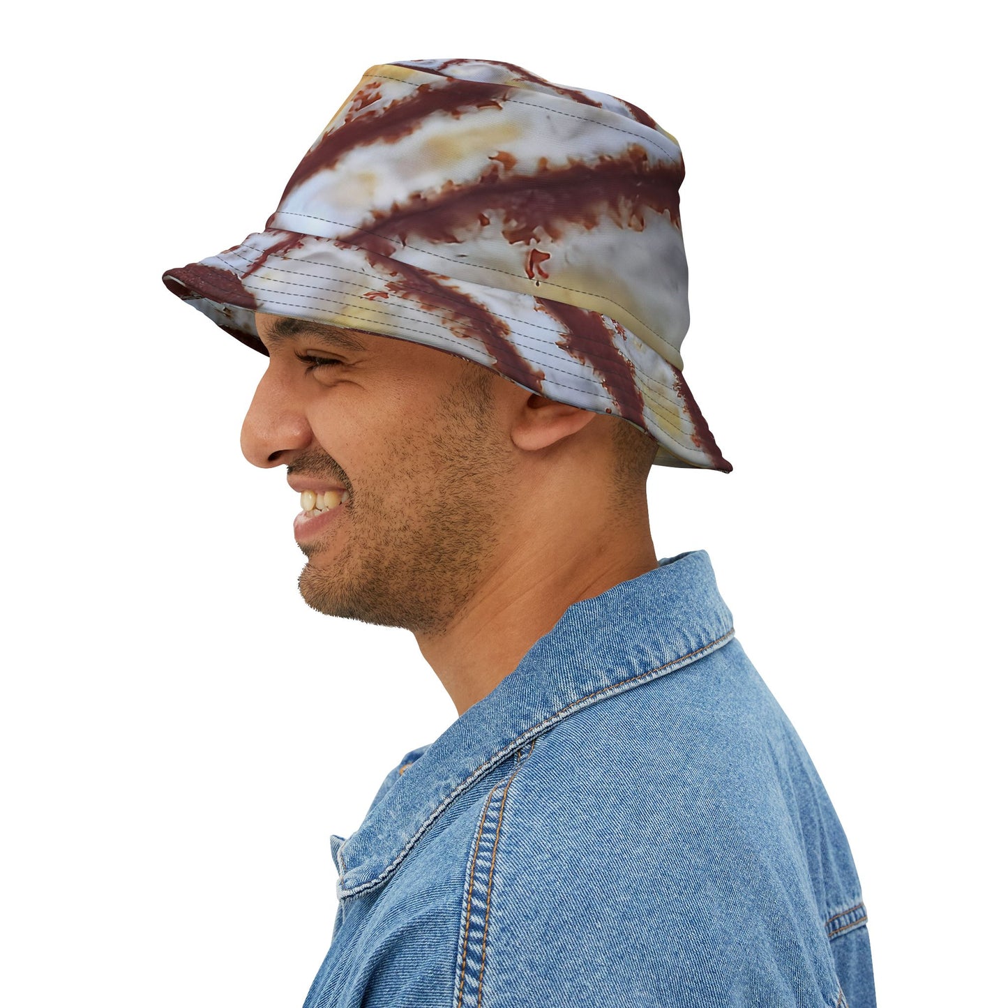 Rock Art-Inspired Floppy Bucket Hat – Dendritic Jasper- Unique Tie-Dye Ish Design