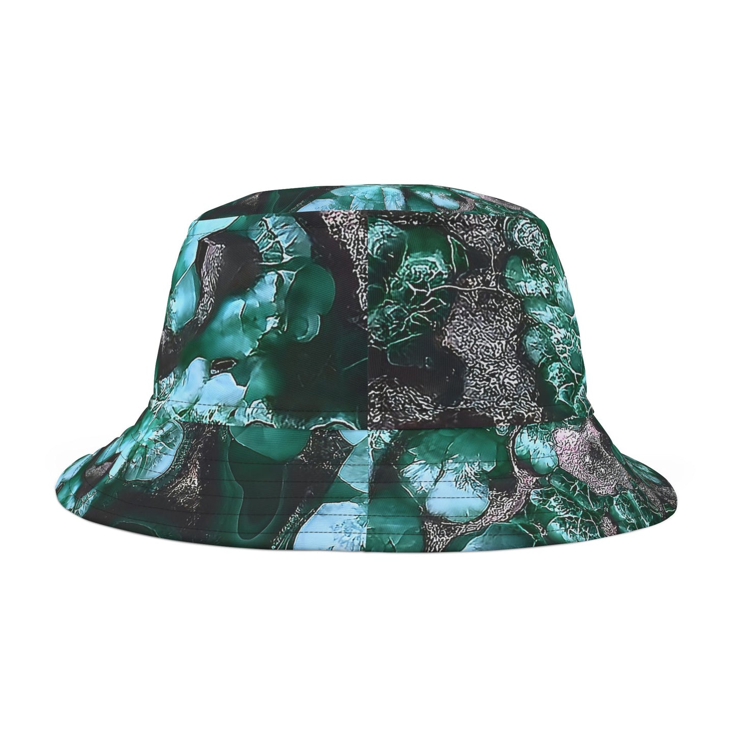 Rock Art-Inspired Floppy Bucket Hat –Malachite- Unique Tie-Dye Ish Design