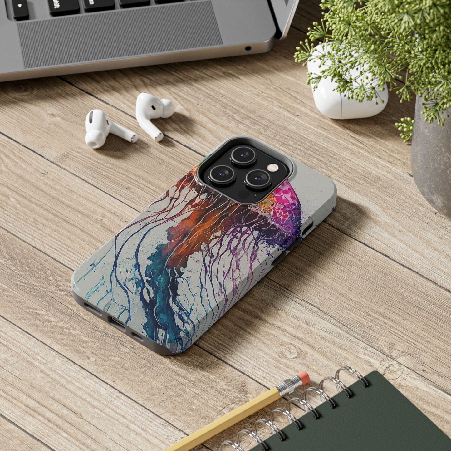 Water Color Jellyfish iPhone 14 Tough Phone Case