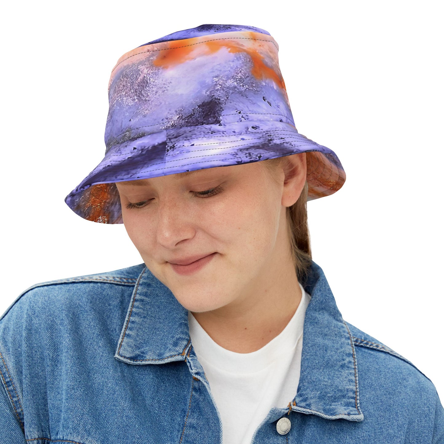 Rock Art-Inspired Floppy Bucket Hat – Bog Jasper - Unique Tie-Dye Ish Design