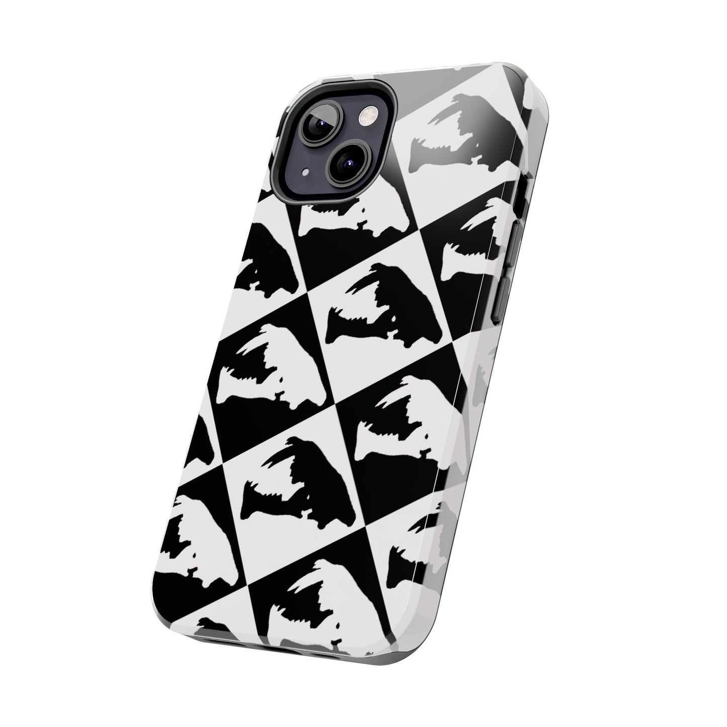 Black & White Pattern Saber Cat iPhone 13 Tough Phone Case