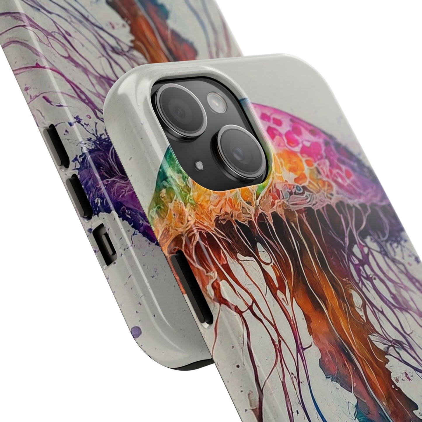 Water Color Jellyfish iPhone 15 Tough Phone Case