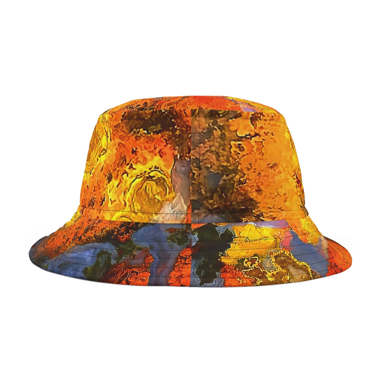 Rock Art-Inspired Floppy Bucket Hat –Stromatolite Agate- Unique Tie-Dye Ish Design