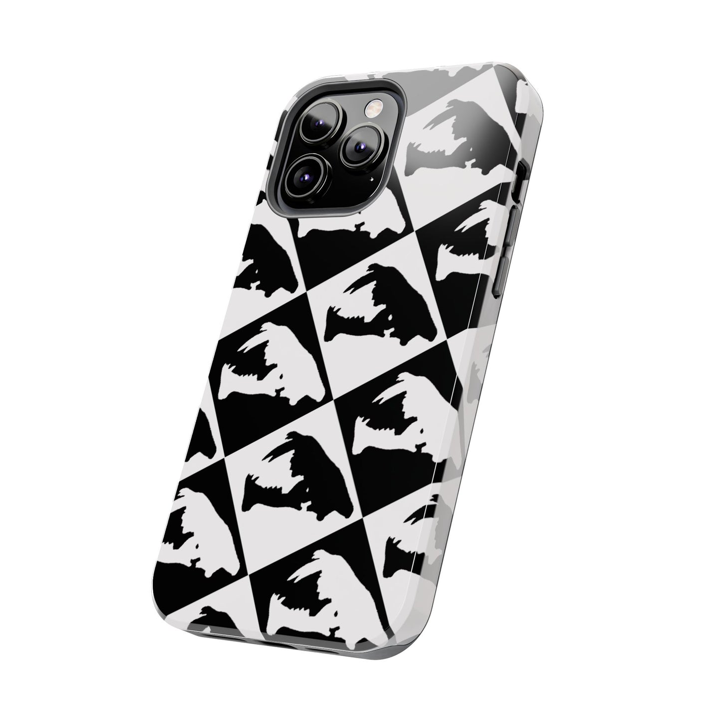 Black & White Pattern Saber Cat iPhone 13 Tough Phone Case