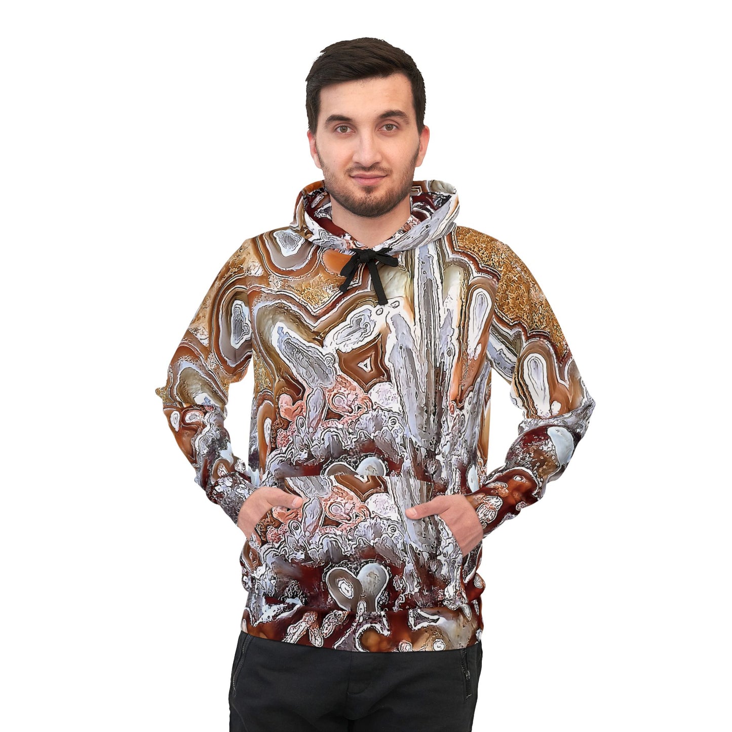 Vibrant rock art hoodies – Unique unisex custom hooded sweatshirt with a colorful lacy agate tie dye like patterns for men and women