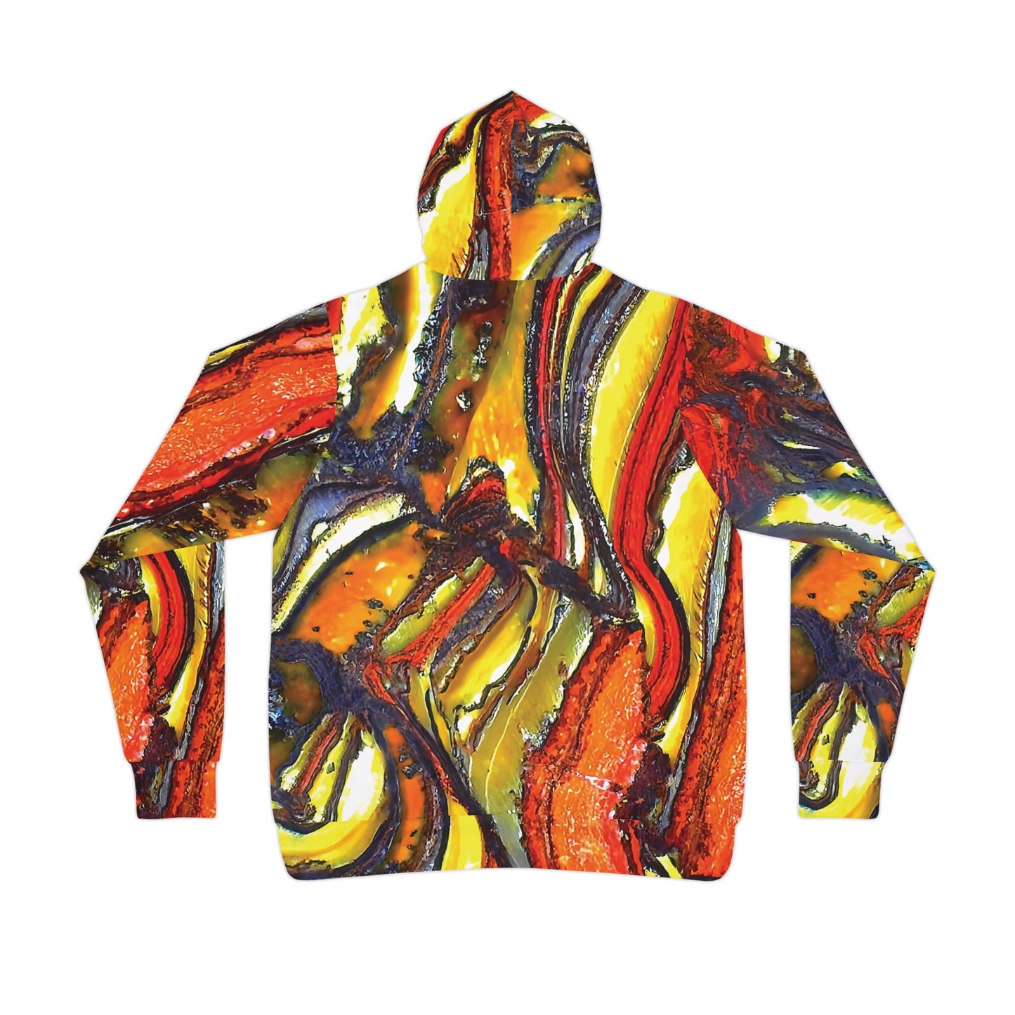 Vibrant rock art hoodies – Unique unisex custom hooded sweatshirt with a colorful faulted and folder tiger iron tie dye like patterns for men and women