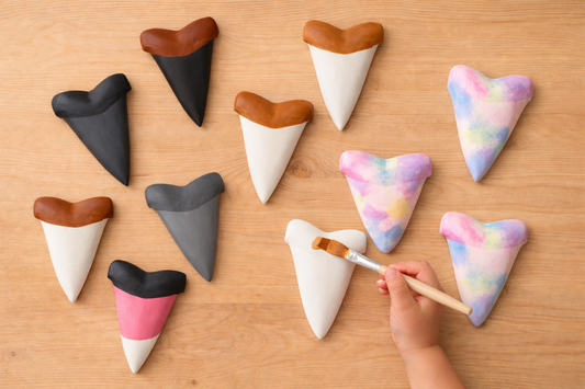 Paint Your Own Great White Predecessor (Carcharodon hastalis) Shark Tooth Replica - DIY Painting Kit for Kids STEM Homeschool Craft Activity