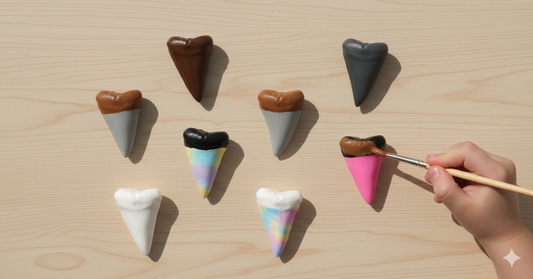 Paint Your Own Great White Shark Tooth Replica - DIY Painting Kit for Kids STEM Homeschool Craft Activity