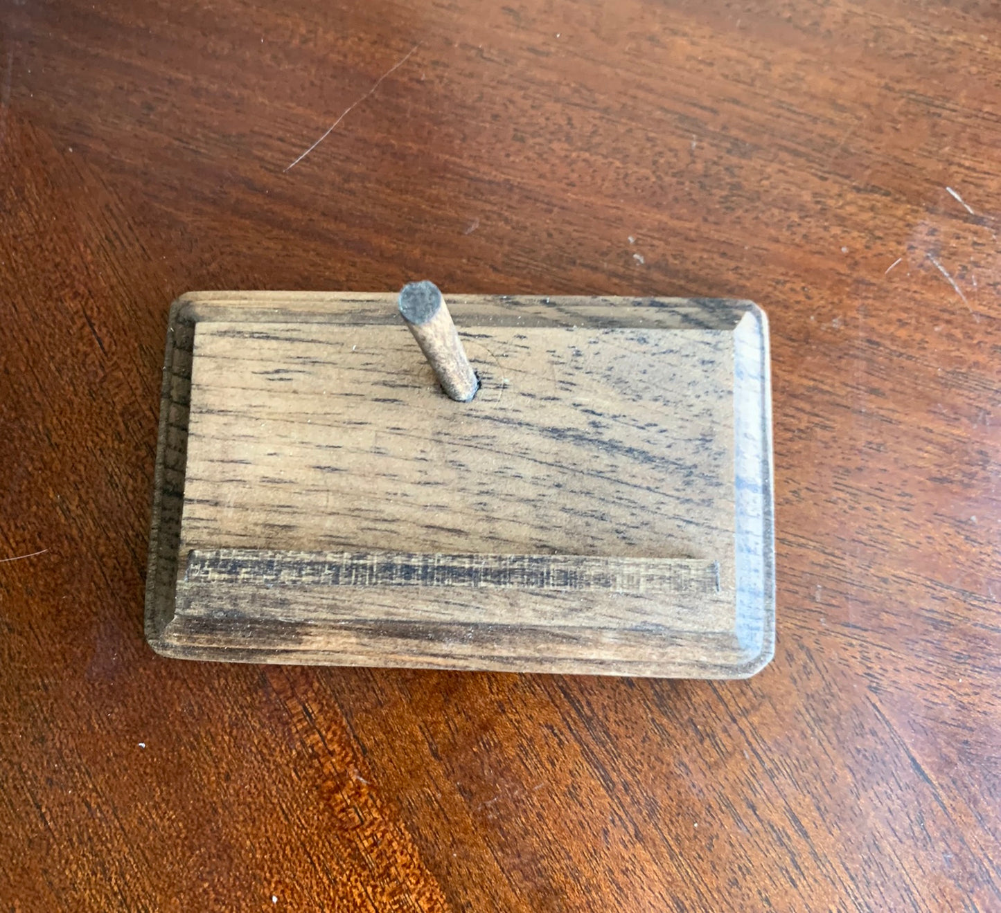 Megalodon Shark Tooth Stand Rectangular -Stained Dark Walnut