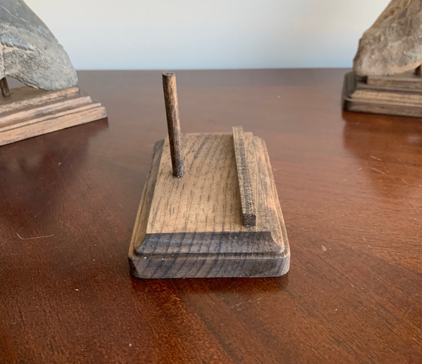 Megalodon Shark Tooth Stand Rectangular -Stained Dark Walnut