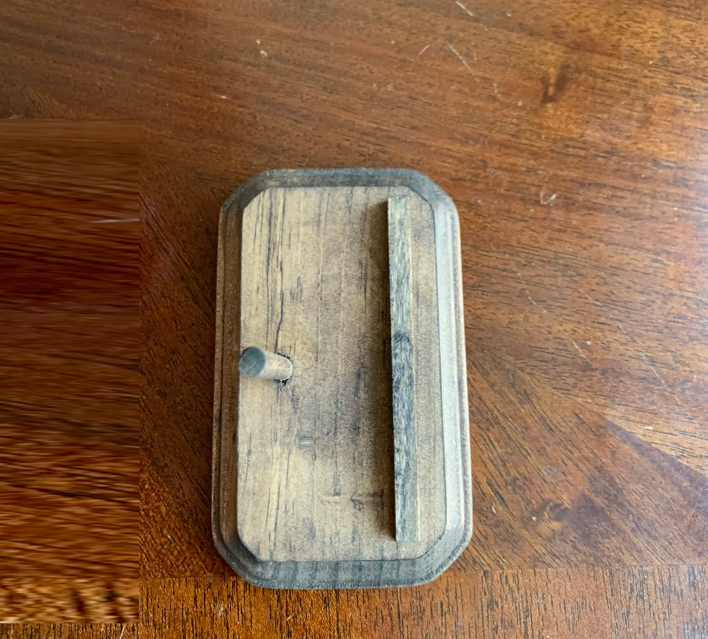 Megalodon Fossil Shark Tooth Stand Rectangular with Clipped Corners -Stained Dark Walnut