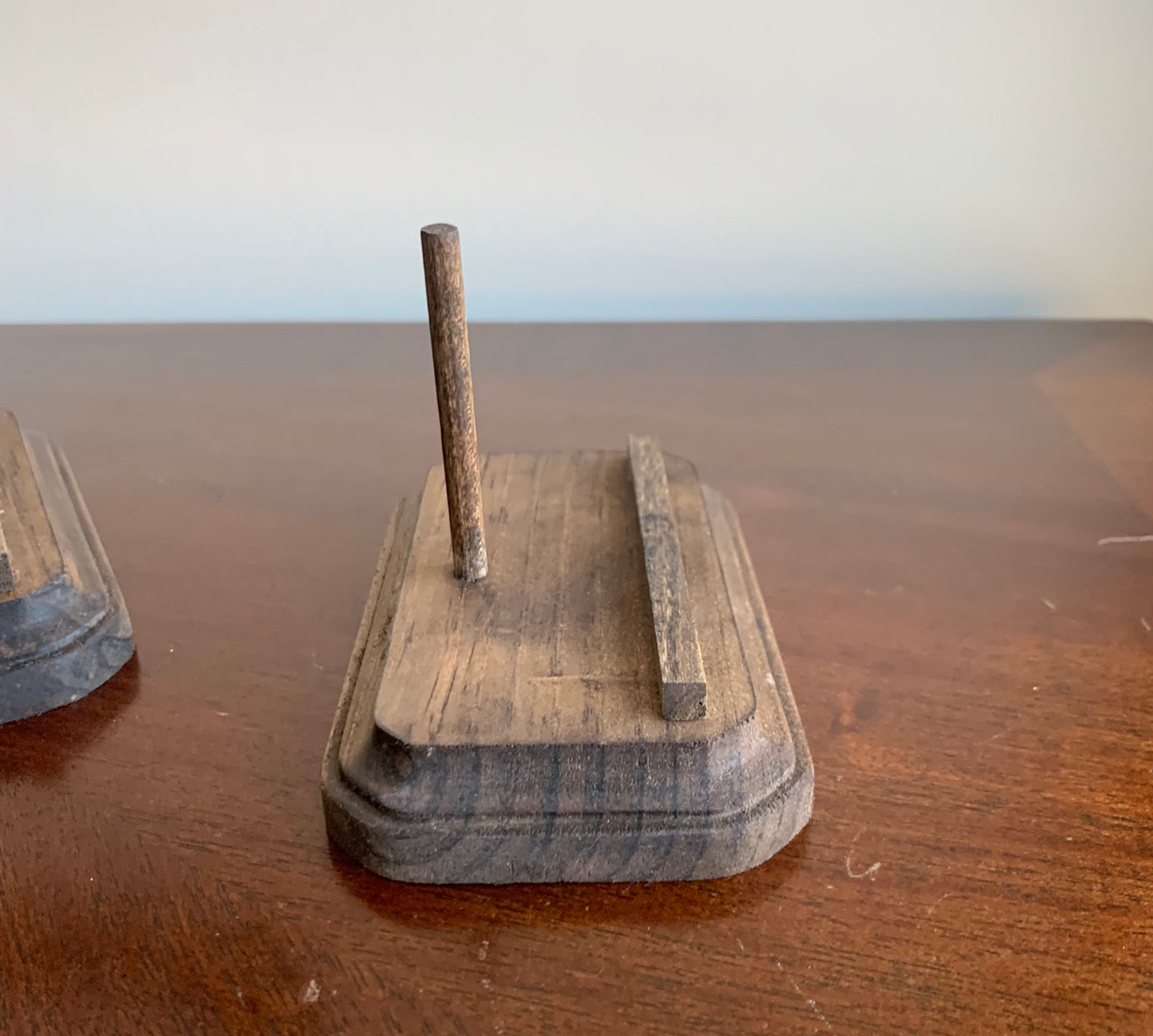 Megalodon Fossil Shark Tooth Stand Rectangular with Clipped Corners -Stained Dark Walnut