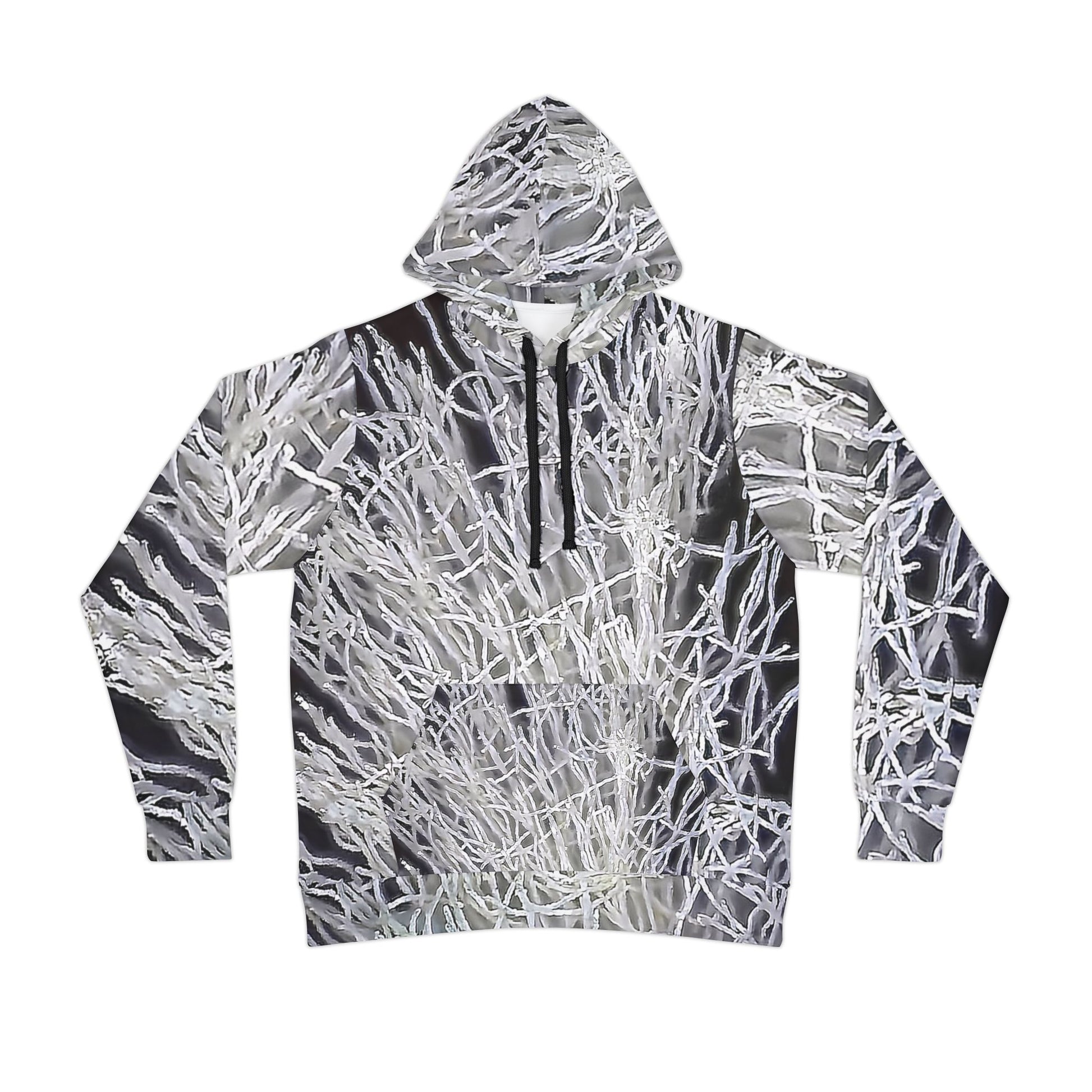 Unique timor agate tree art hoodie, unisex hooded sweatshirt for men and women.  Colorful black and white tie die like pattern
