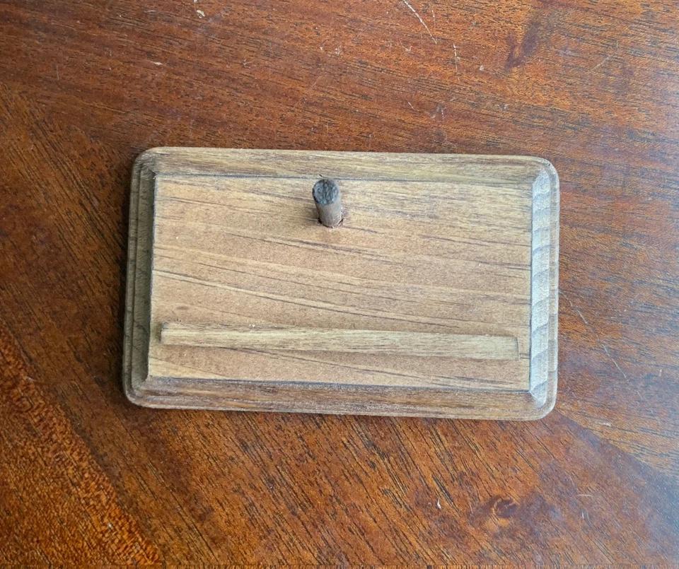 Megalodon Fossil Shark Tooth Stand Rectangular -Stained Early American